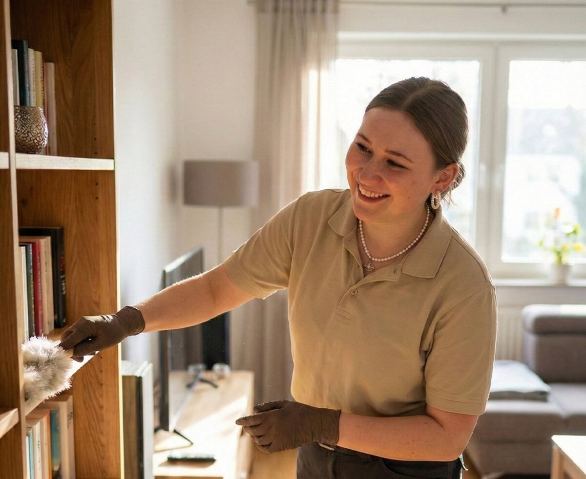 Haushaltshilfe in Magdeburg: Ronja Tomm bei der Hausarbeit in einer Kundenwohnung